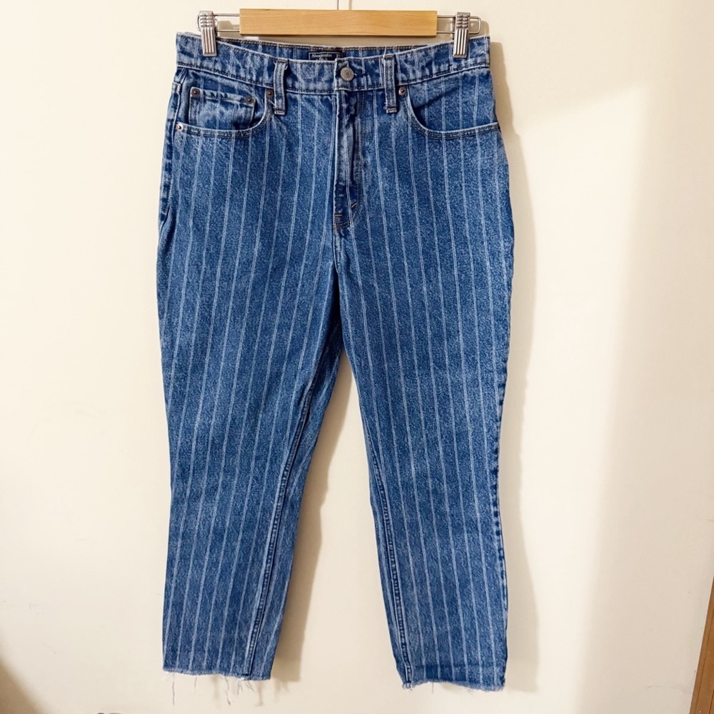 Abercrombie and Fitch Womens High Rise Mom Striped Jeans Size 27